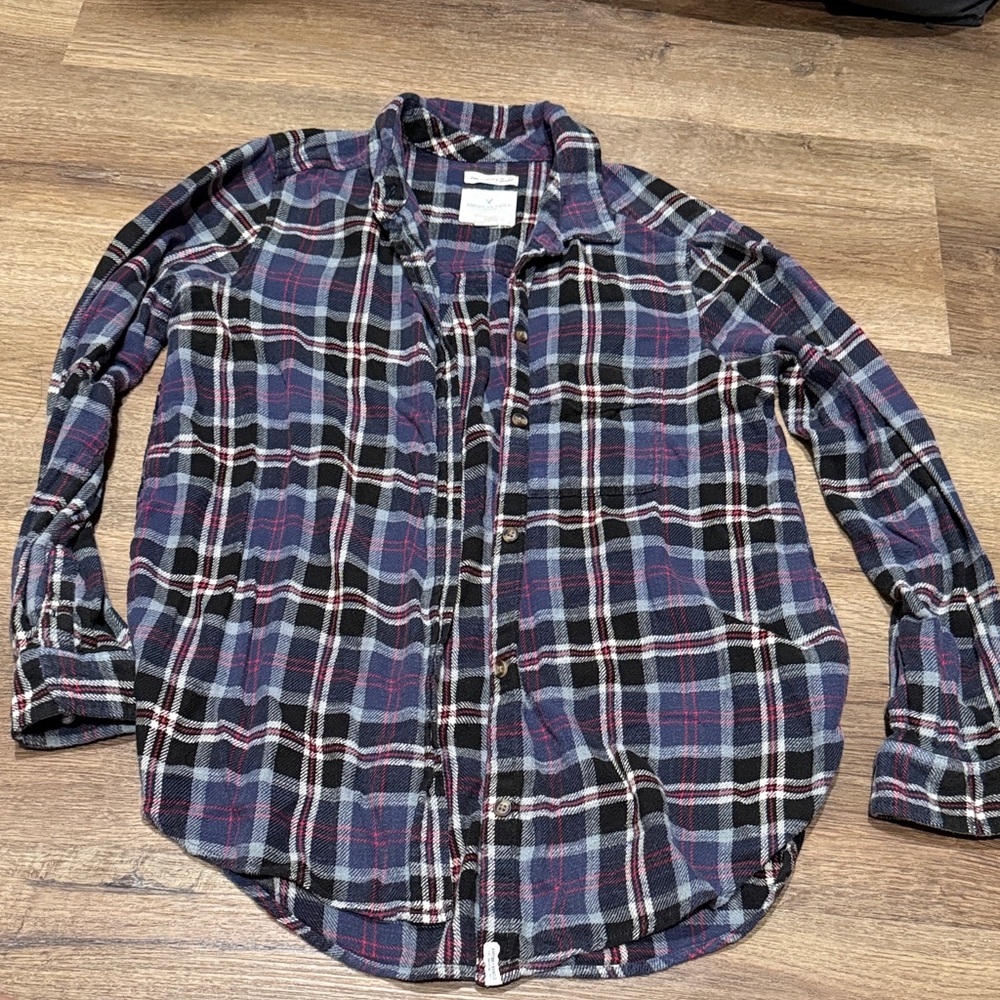 American Eagle Outfitters Navy Plaid Shirt
